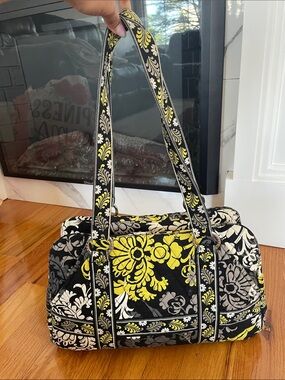 Vera Bradley Black, Yellow & Cream Quilted Floral Shoulder Bag